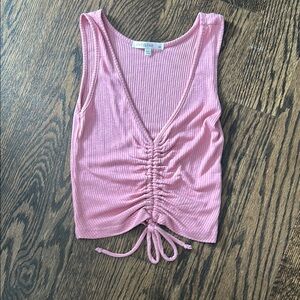 Pink Ruched Tank Crop Top